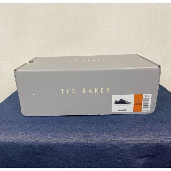 Ted Baker London Sneaker Mens Size 10.5 Black Leather Low Top NIB
